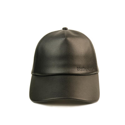 BSCI faux leather baseball cap good quality abrasion black leather cap pu leather dad hat
