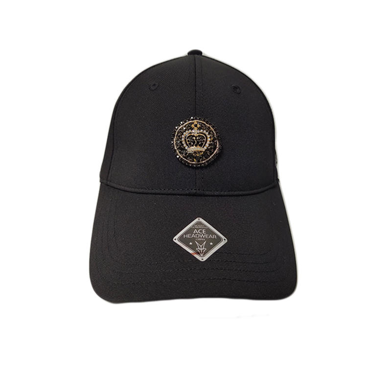 High Quality ACE Custom Patch Logo Embroidery Black Adjustable Cool Outdoors Cotton Polyester Febric Cap Hat