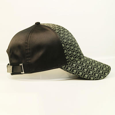 Protective Custom Made Black 6panel Metail  Buckle Print Logo Baseball Hats Caps For Men