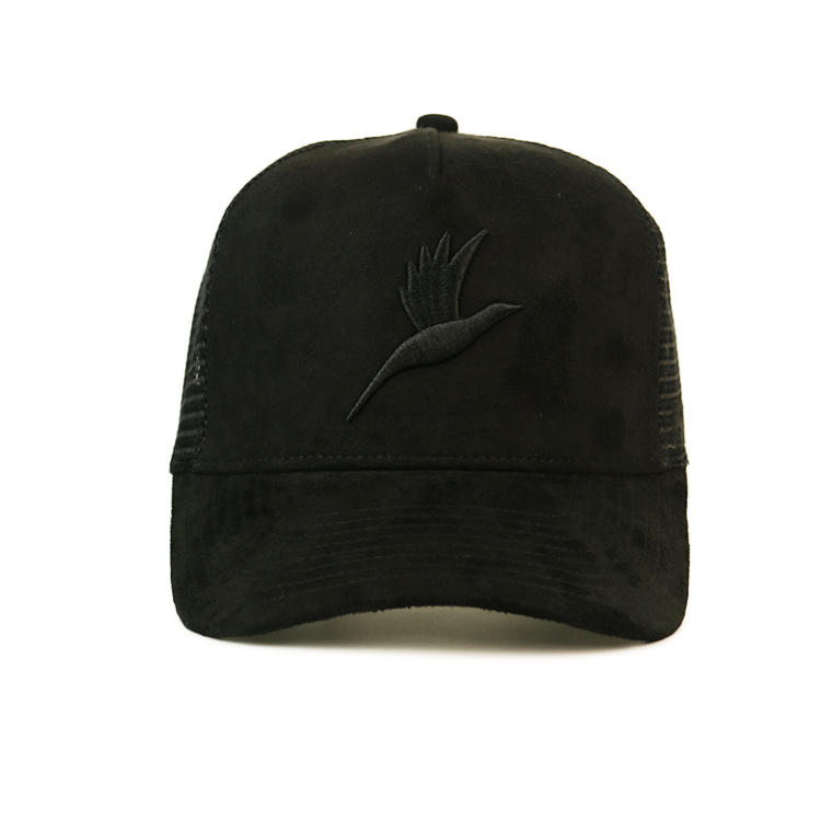 custom 3d embroidery logo suede cap wholesale suede mesh cap plain suede trucker cap