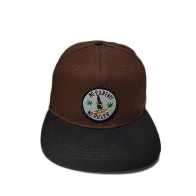 Ace High Quality Outdoor Casual Solid Dark Brown Color Custom Embroidery Patch Logo Snapback Black Flat Brim Cap Hat