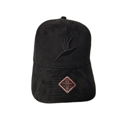 Ace High Quality Custom 3d Embroidery Logo Soft Cotton Fabric Outdoor Baseball Trucker Cap Flat Brim Mesh Hat