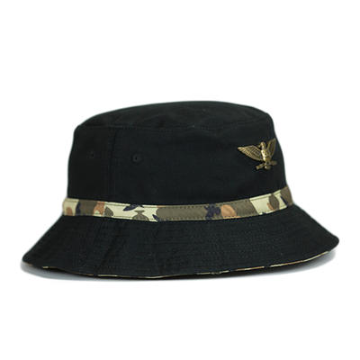 Ace Unisex Adjustable Cotton Fabric Custom Eagle Logo Camouflage Design Bucket Cap Fishing Cap Hat