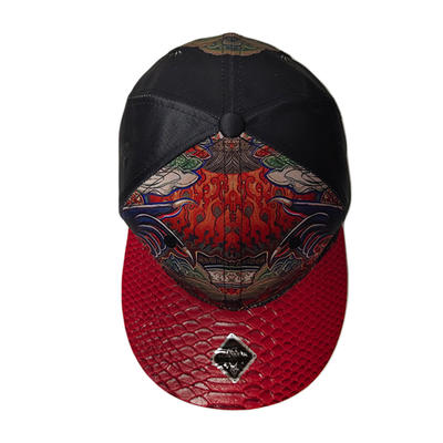 ACE Headwear Customized Design Black Sublimation Printed Logo 6 Panel Snapback Caps Hats