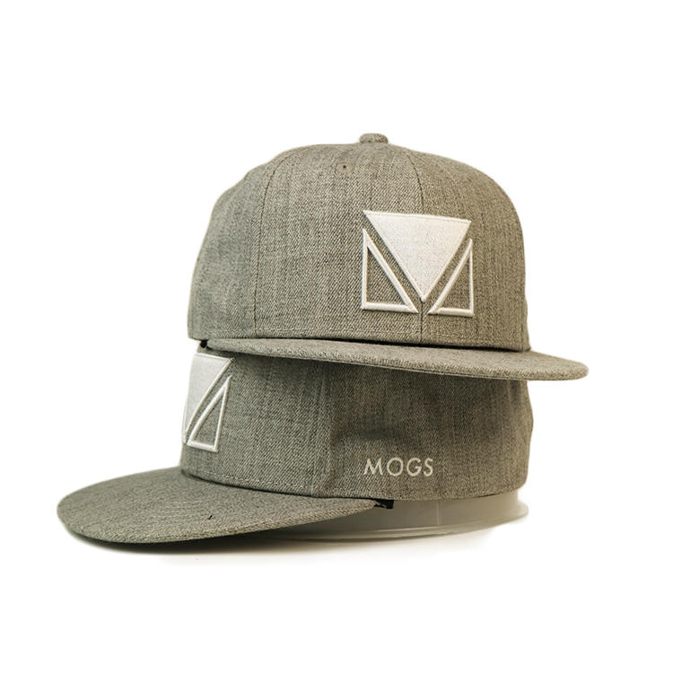 Blank Plain Grey 6panel Custom Made3d Embroidery Logo Snapback Hats Caps