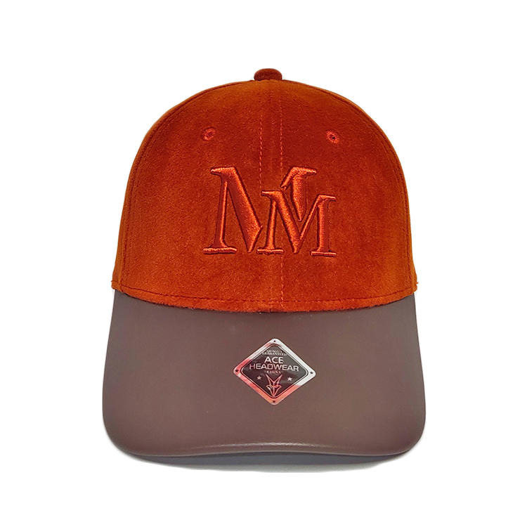 Orange Suede Leather Curve Brim 3d Embroidery Mm Baseball Caps Hats With Logo