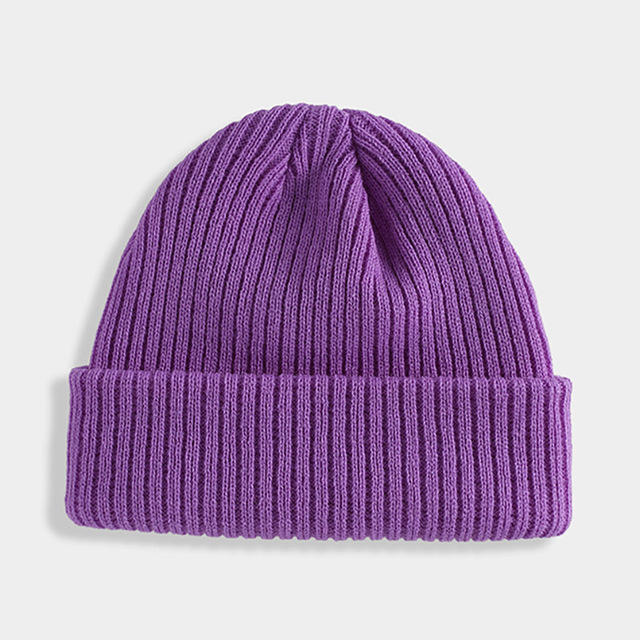 Unisex Soft High Quality Solid Color Winter Adjustable Warm Beanies Knitted Cap Hat