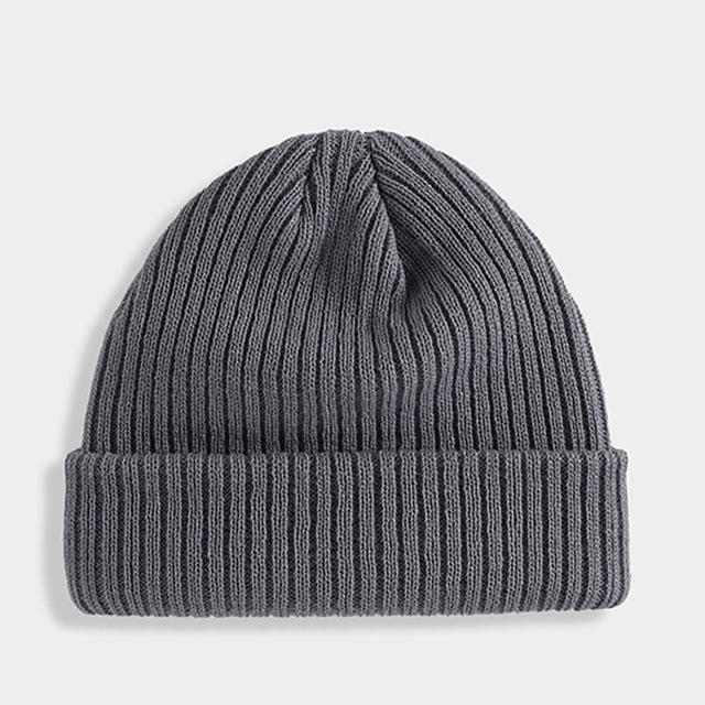 Unisex Soft High Quality Solid Color Winter Adjustable Warm Beanies Knitted Cap Hat