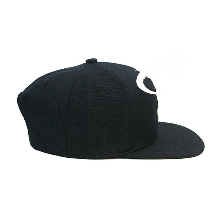 Flat Brim Black 6panel GW Gecko 3D Embroidery Logo Snapback Hats Caps
