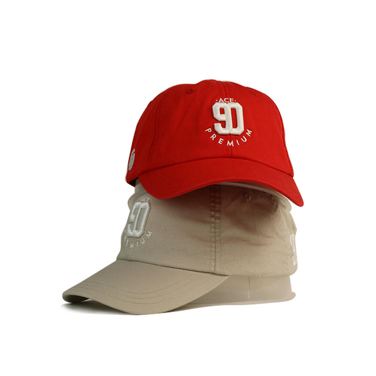 Ace 6 Panel Baseball Hat Custom 3d Embroidery Logo Cotton Dad Cap