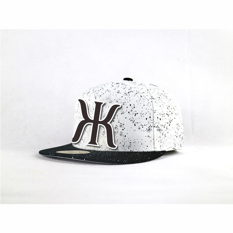 Flat bill 5panel black spots Customized 3D rubber logo hip hop snapback Hats Caps