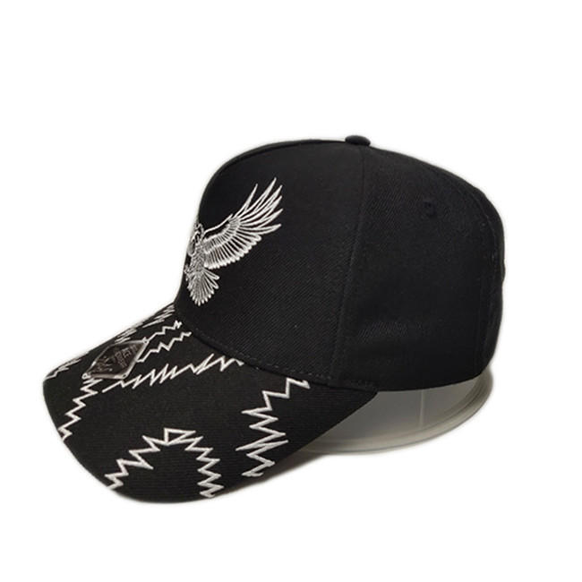 ACE Unisex Custom Outdoor Hip Hop Flat Embroidery Logo for Panels Bill Baseball Sport Black Cap