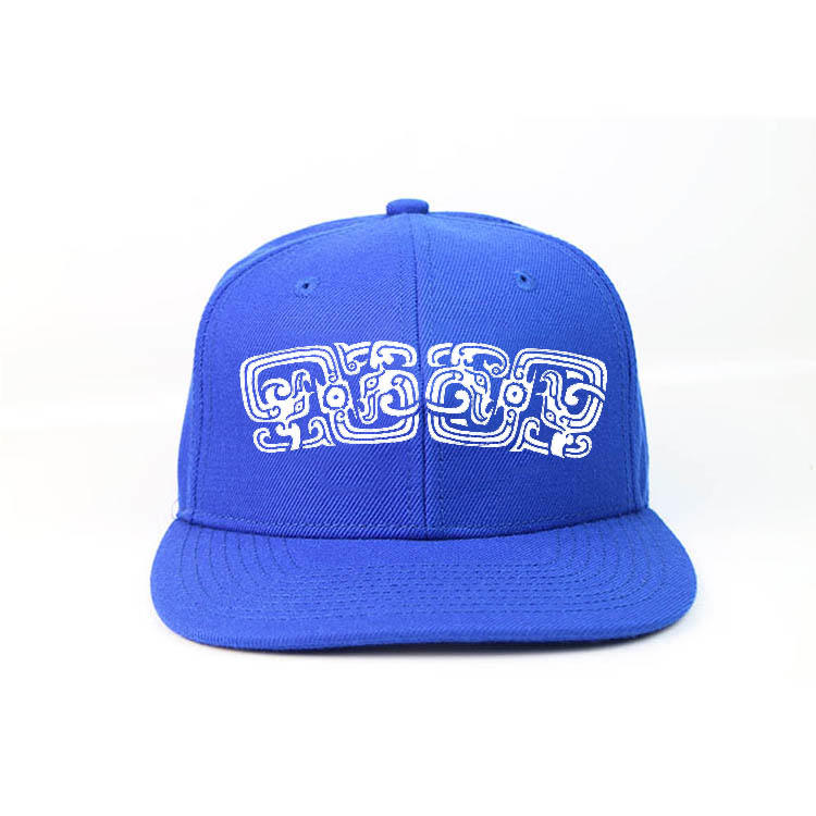 Blue Printed Flat Bill Hip Hop Snapback Caps Custom Made Logo Sticker