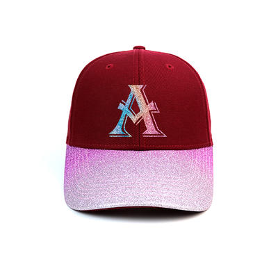 customized design  gradient ramp pink and red bling printing A logo baseball caps hats