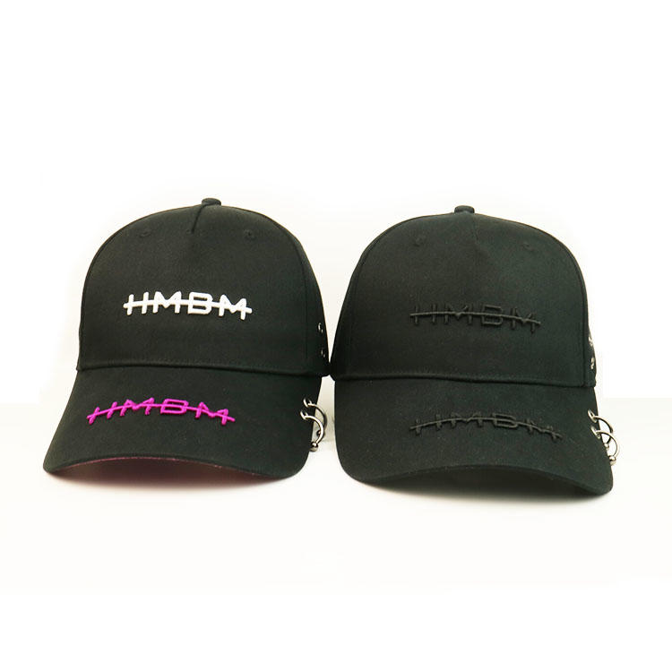 High quality custom logo 3D embroidery letters black baseball caps hats