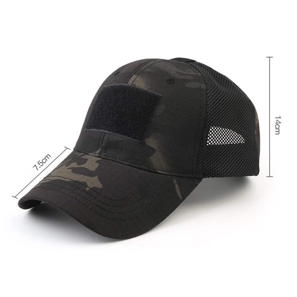 Tactical Embroidery Patch Trucker Cap Operator with USA Flag Camouflage Hoop Loop Closure Mesh Baseball Cap