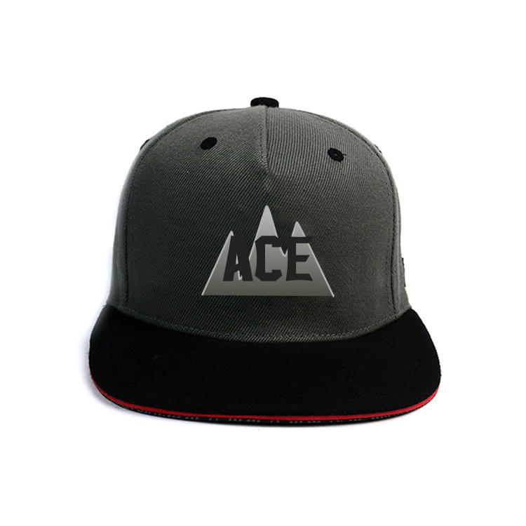 Mix color black and grey 5panel ACE custom printing logo snapback hats caps