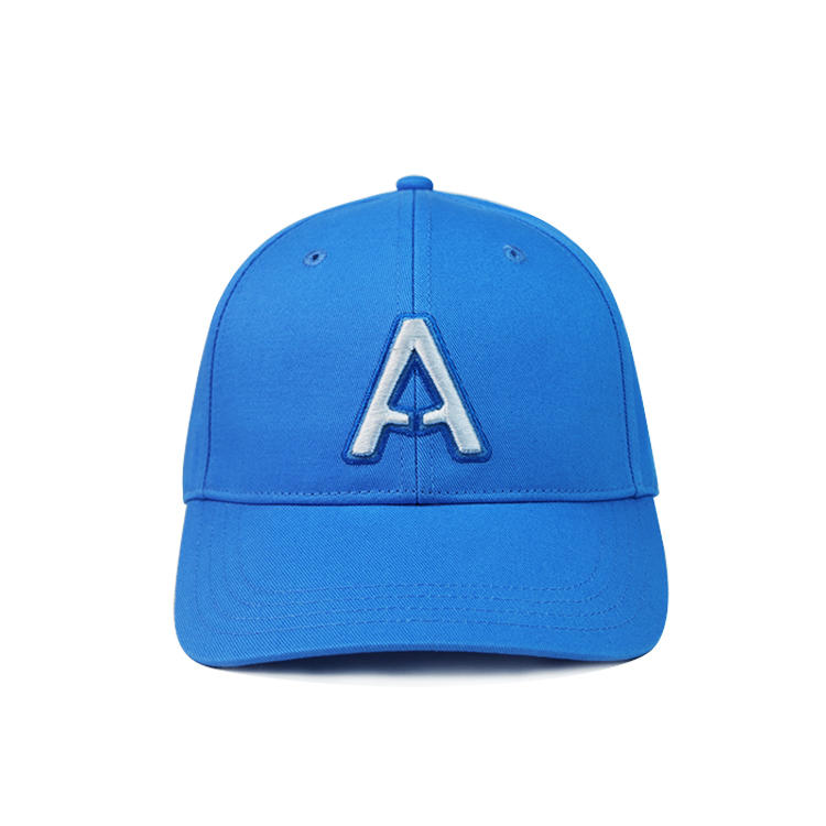 ACE hot sales blue solid color 3D embroidery baseball curve brim hats