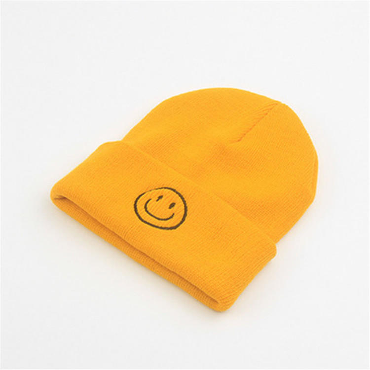 solid color smile custom logo available soft winter knitted beanies