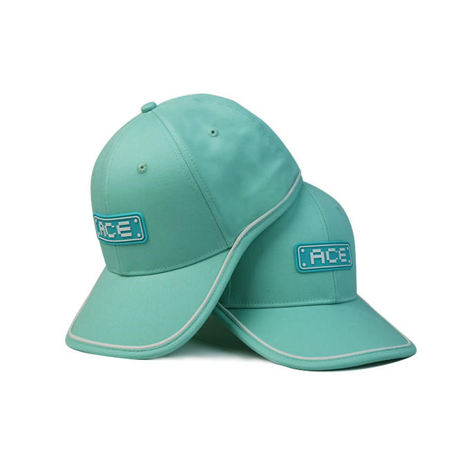 OEM design 100% cotton  6 panel baseball cap curved visor and rubber patch baseball cap