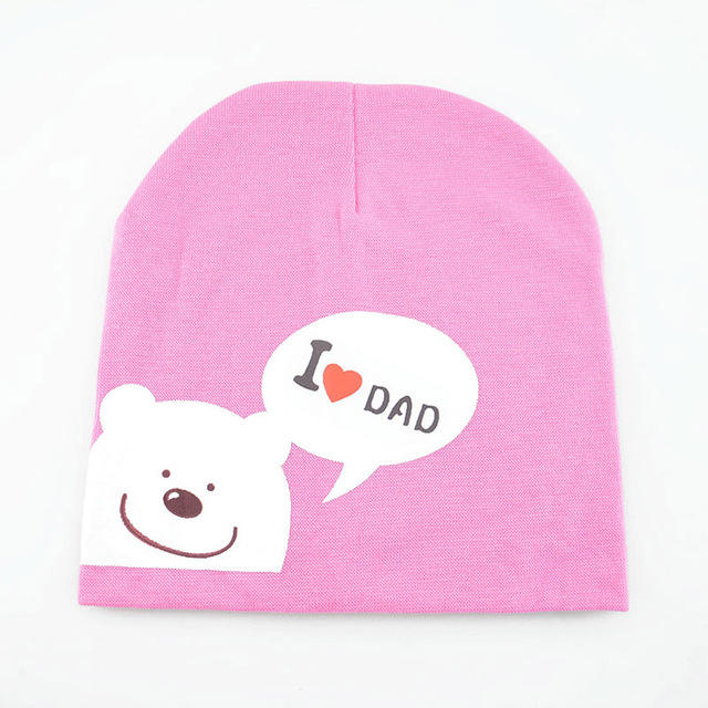 Spring Autumn I Love Dad and Mom Print Baby Hat Knitted Warm Beanie For Toddler Baby