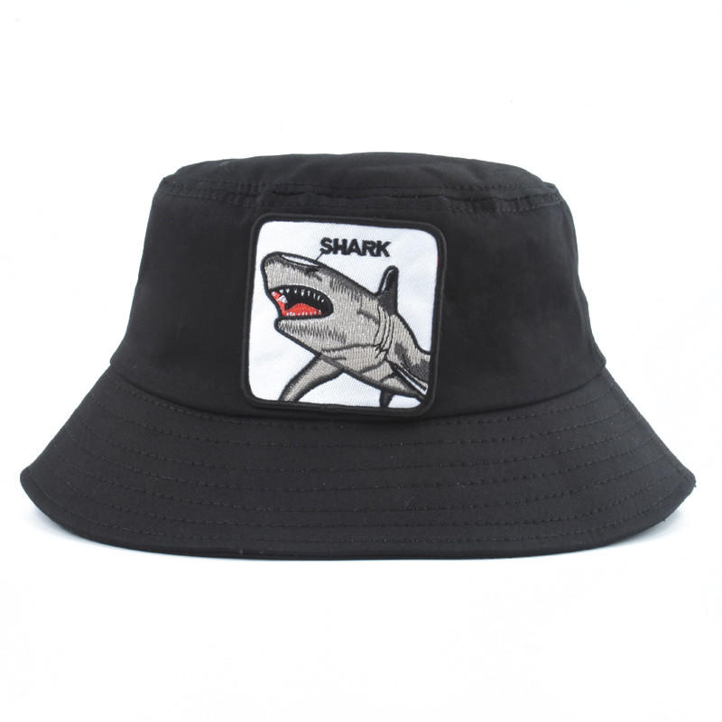 New Fashion Panama Bucket Hats Men Women Summer Fishing Hat Shark Embroidery Animal Hip Hop cap
