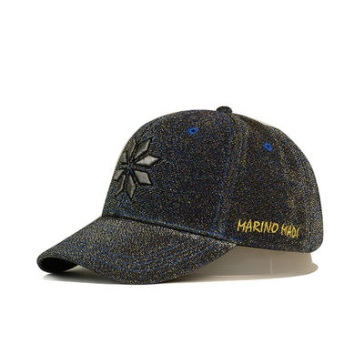 custom material velvet bling metal threads embroidery logo baseball caps and hats