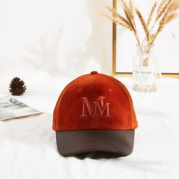 Private label velvet adjustable orange custom embroidery baseball cap dad hats