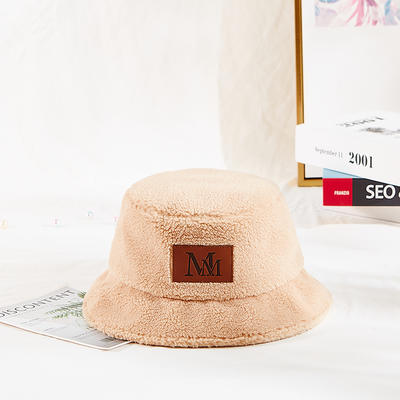 Custom adult kids size design your own logo fluffy winter berber Fleece fuzzy women bucket hat