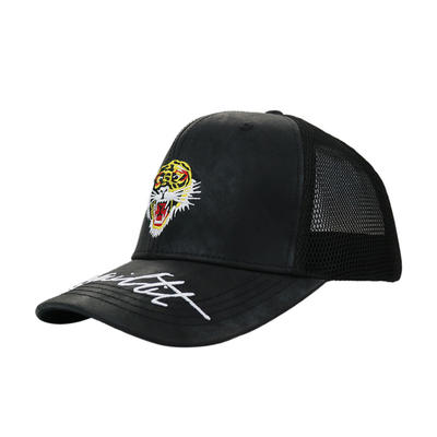 Wholesale Genuine Leather Flat Embroidery Trucker cap