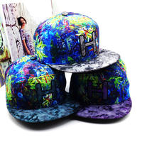 art pattern snapback hat with 'H' logo for man