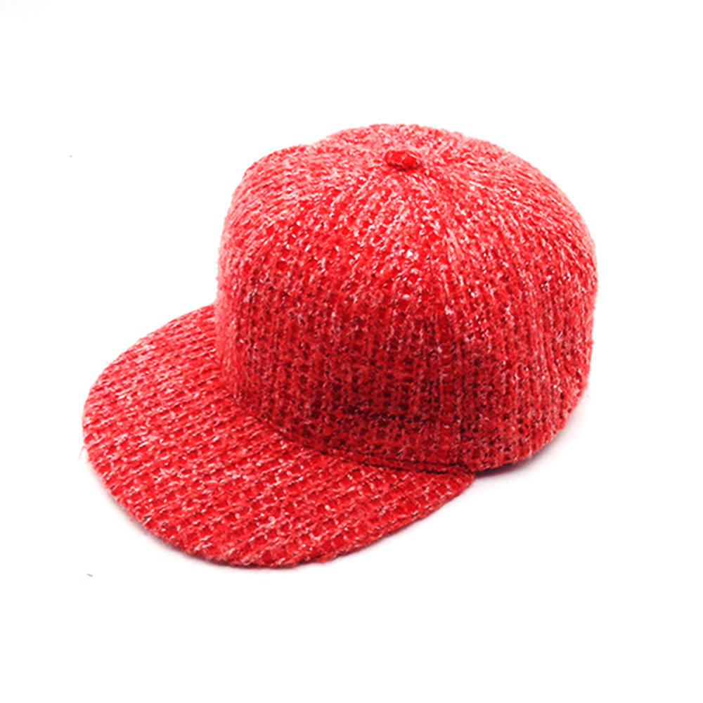 red wool knitting snapback hat